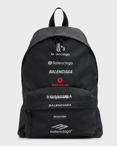Мужской нейлоновый рюкзак с мультилоготипом Explorer Balenciaga, цвет 1000 Black