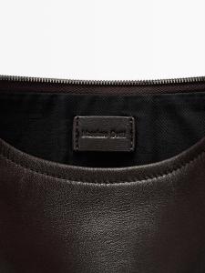 Маленькая сумка-кошелек из кожи наппа с узлом Massimo Dutti, коричневый