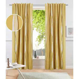 Штора my home Dimona Blackout с многофункциональной лентой, 1 шт., односторонняя с рисунком волн My Home, Safran