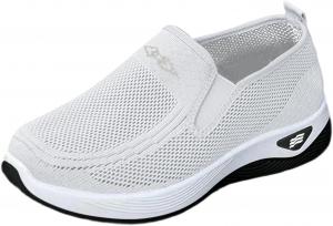 Женские легкие дышащие сетчатые кроссовки без шнурков для прогулок, путешествий и повседневной носки, удобные Generic, White