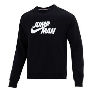 Толстовка Men's Air Jordan Logo Printing Fleece Lined Stay Warm Sports Pullover Round Neck Black, черный