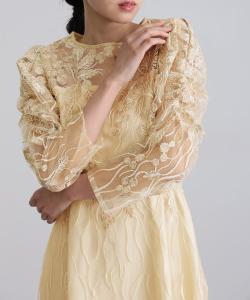 Платье с вышивкой в виде растительных мотивов, свадебное платье, платье для встречи выпускников, платье для приглашения Pourvous, цвет Beige