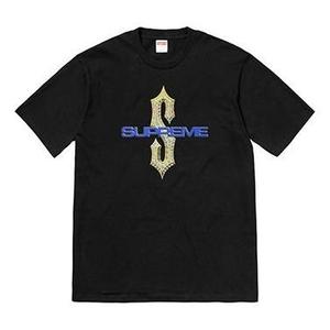 Футболка ss18 diamonds tee black diamond printing short sleeve Supreme, черный