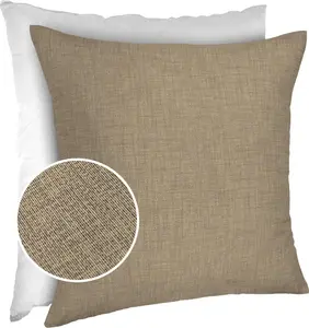 Декоративная подушка 60х60 см, чехол с наполнителем, чехол на молнии, однотонный, под лен, бежево-серый