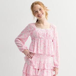 Детская блузка с длинным рукавом и оборкой по подолу Limited Too, Pink