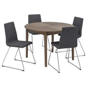Стол и 4 стула SKANSNÄS/LILLÅNÄS IKEA, 115/170 см, цвет brown beech/chrome-plated gunnared dark grey