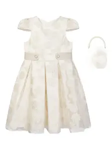 Платье с цветочной вышивкой и плиссировкой Dress & Fleur, бежевый