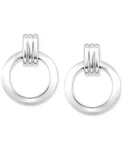 Серьги-Подвески Doorknocker (3/4 дюйма) из стерлингового серебра с 18-каратным золотом (также из стерлингового серебра), эксклюзивно в Macy's Giani Bernini, silver