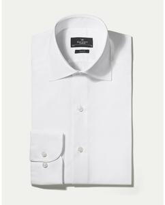 Однотонная узкая мужская рубашка из поплина белого цвета Hackett, белый
