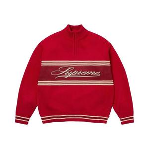Свитер Supreme Script Stripe Half Zip Sweater, Red