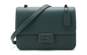 Кожаная сумка-мессенджер Alie, маленькая квадратная сумка, через плечо, среднего размера, для женщин, лесной зеленый COACH