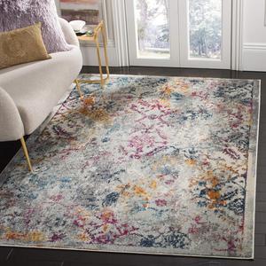 Ковер SAFAVIEH, 183 x 275 см, Madison Collection, Light Grey & Fuchsia, дизайн Boho Chic Distressed, не линяет и прост в уходе, идеален для помещений с высокой проходимостью в гостиной, спальне (MAD159R)