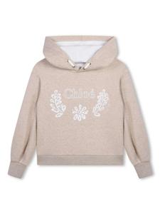 Chloé Kids худи с вышитым логотипом, нейтральный цвет