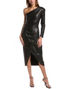 Айро Навае кожаное миди-платье IRO, черный