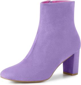Женские ботильоны Allegra K с боковой молнией и массивным каблуком, Purple