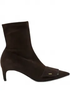 Ботильоны на молнии с заострённым носком и каблуком 50 мм Del Carlo, коричневый