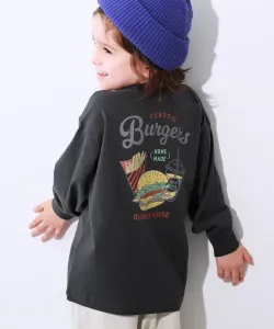 Футболка с длинным рукавом и крупным силуэтом дьявольской лабрадорши, Детская одежда. Размер 26SS Devirock, цвет 010-Burger-Sumikuro