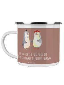 Эмалированная кружка для свадебного торжества, кружка на тему приключений с надписью в пастельно-коричневых тонах Mr. & Mrs. Panda