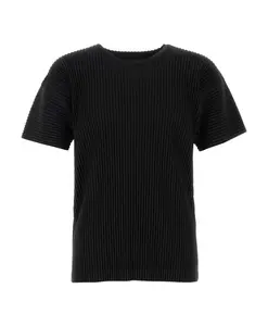Стильная черная футболка из полиэстера Issey Miyake, черный