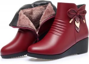 AngryMonkey Женские черные ботильоны на танкетке с мягкой кожей, платформой, боковой молнией, сверкающими стразами, зимние, с теплом меховой подкладкой, утолщенные, снегоступы