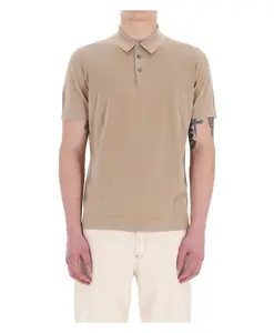 Легкая летняя рубашка-поло с эффектом инея. Drumohr, бежевый