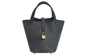 HERMES Пикотин лок из кожи клеменс бык, ведро, женская сумка H0 туманно-серый