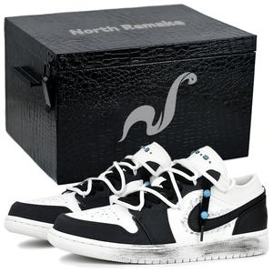 Jordan Кроссовки Air 1 легкие низкие винтажные баскетбольные мужские черно-белые уличный стиль дождевой подарочный бокс 2, цвет Streetwear Rain Gift Box 2