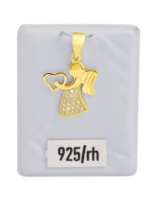 Adeliás Женский кулон - кулон в виде ангельского сердца из серебра 925 пробы с фианитами в золоте