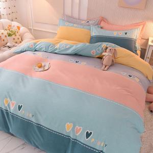 LUOLAI HOME Комплект постельного белья 220×240 см, пододеяльник 220×240 см, простыня, наволочки 48×74 см, хлопок, Heart-Stirring Moment