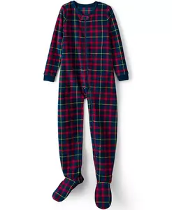 Пижама-комбинезон для девочек с ножками из флиса Lands' End, красный