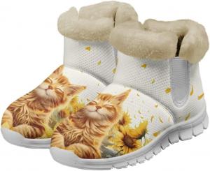 Женские зимние сапоги JoyLamoria с принтом Санта-Клауса и оленей, синие с снежинками, теплые пушистые ботинки для прогулок, утепленные, с противоскользящей подошвой для улицы