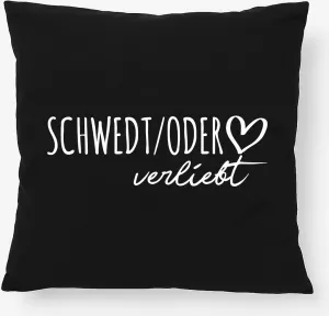 Подушка Huuraa Schwedt Oder in Love Gift 40x40см с наполнителем Черный хлопок Schwedt Oder украшение Hellweg Druckerei