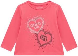 Футболка с длинным рукавом GUESS Hearts (0-24 мес.), Fuchsia Lipstick
