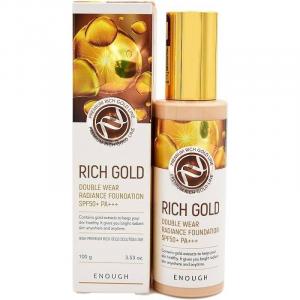 Enough, Тональный крем для лица Rich Gold Double Wear Radiance Foundation 100г SPF50+, 23 темно-бежевый, 100мл