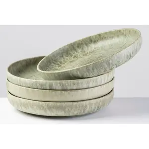 Gipfelstück Суповые тарелки «Mos'n'Stein», (набор, 4 шт.), стиль Сканди, блестящая реактивная глазурь, каждое изделие уникально, зеленый