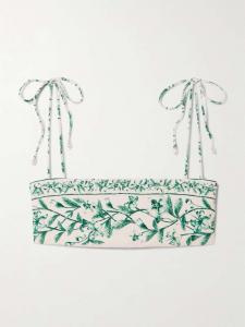 Верх бикини Primavera ceiba из переработанного материала с цветочным принтом, декорированный искусственным жемчугом Agua By Agua Bendita, зеленый