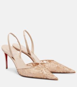 Лаковые лодочки на шлейке Christian Louboutin, Beige/Pearl/Lin Pearl