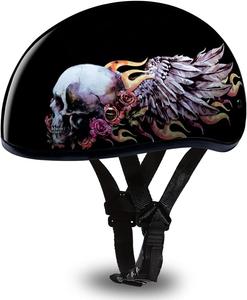Мотоциклетный шлем Daytona Helmets с полушлемом - одобрен DOT [графика]…, Hi-Gloss Black, Skull Wings