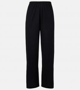 Хлопковые и шёлковые прямые брюки Toteme, черный