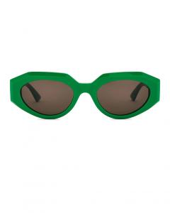 Классические овальные солнцезащитные очки с лентой Bottega Veneta, цвет Shiny Green