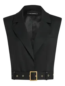 Жилет с украшением в виде заклёпок и поясом на талии Karl Lagerfeld, черный