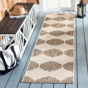 Ковер SAFAVIEH, 69 x 244 см, Washable Rug Outdoor Courtyard Collection - бежевый и коричневый, без линьки и легкий в уходе, идеально для патио, прихожей, гардеробной, коридора, кухни (CY6162-232)