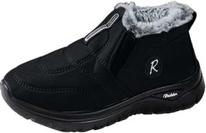 Женские зимние ботинки с мехом, теплые, на слипоны, удобные для улицы, легкие ботильоны для прогулок Generic, Black