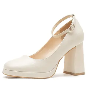 GOSO Женские туфли на платформе с массивным каблуком экрю, цвет Ecru