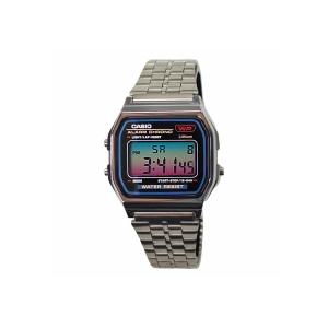 CASIO Часы Retrofit Series Quartz Movement Stainless Steel Strap Watch Men's Watch Purple Watch Dial, Silver Strap with Gradient Blue-Green Dial