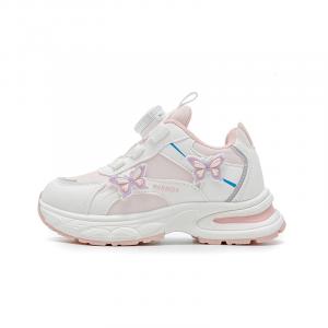 Детские беговые кроссовки с амортизацией, устойчивые к скольжению, износостойкие и легкие WARRIOR, белый розовый