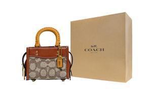 COACH Кроссбоди из жаккардовой ткани с кожаной отделкой миниатюрный женский коричневый