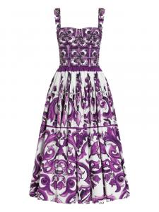 Dolce & Gabbana платье миди с принтом Majolica, фиолетовый