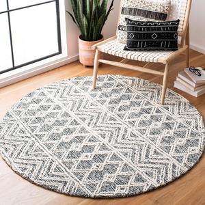 Ковер SAFAVIEH, 153 x 153 см, Micro-Loop Collection Ivory / Black MLP203A ручной работы марокканский бохо премиум шерстяной