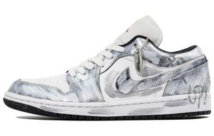 Jordan Баскетбольные кроссовки Air 1 Lunar Mail, Silver Bullet Shock Absorbers, низкие, винтажные, унисекс, серо-серебристые